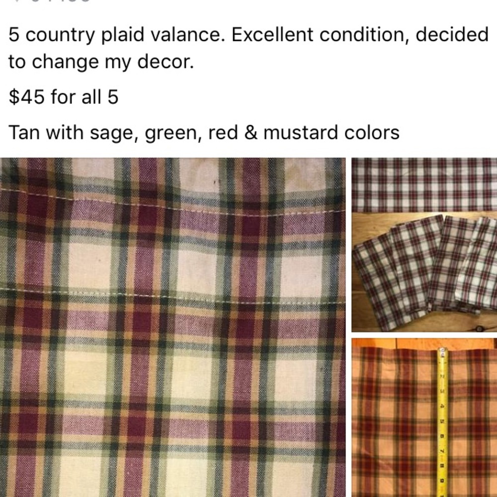 5 Country Plaid Valances